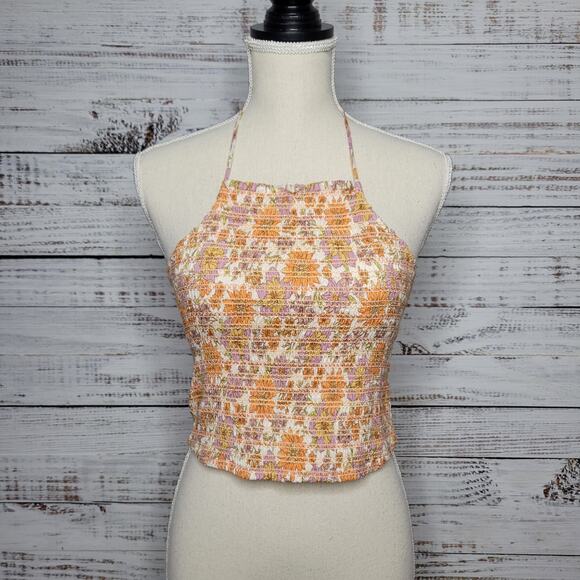 American Eagle Outfitters Smocked Floral Halter Top | Medium - Picture 1 of 7